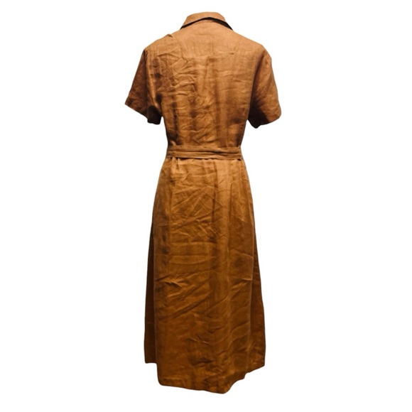 Quince 100% European Linen Button-Front Terracotta Midi Dress Size Large - Picture 3 of 9